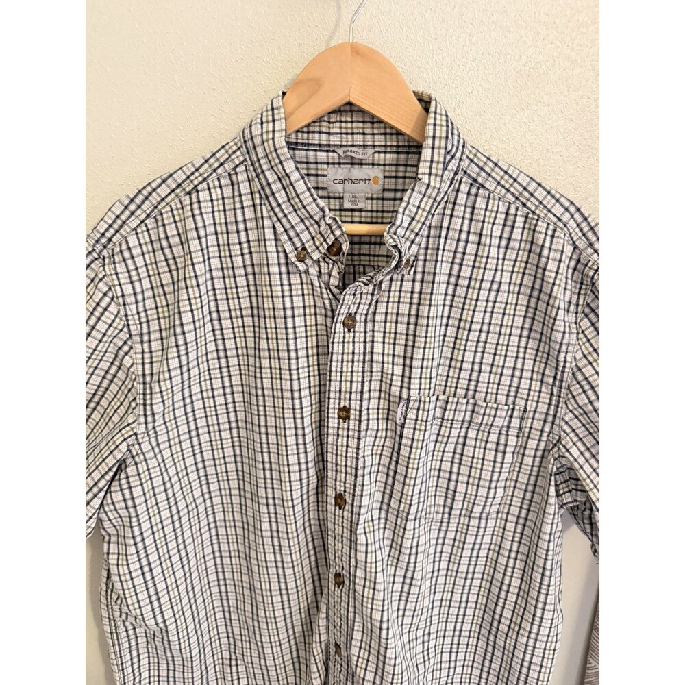 Carhartt Shirt Mens XL Blue blue Plaid Relaxed Fit Button Down Short Sleeve